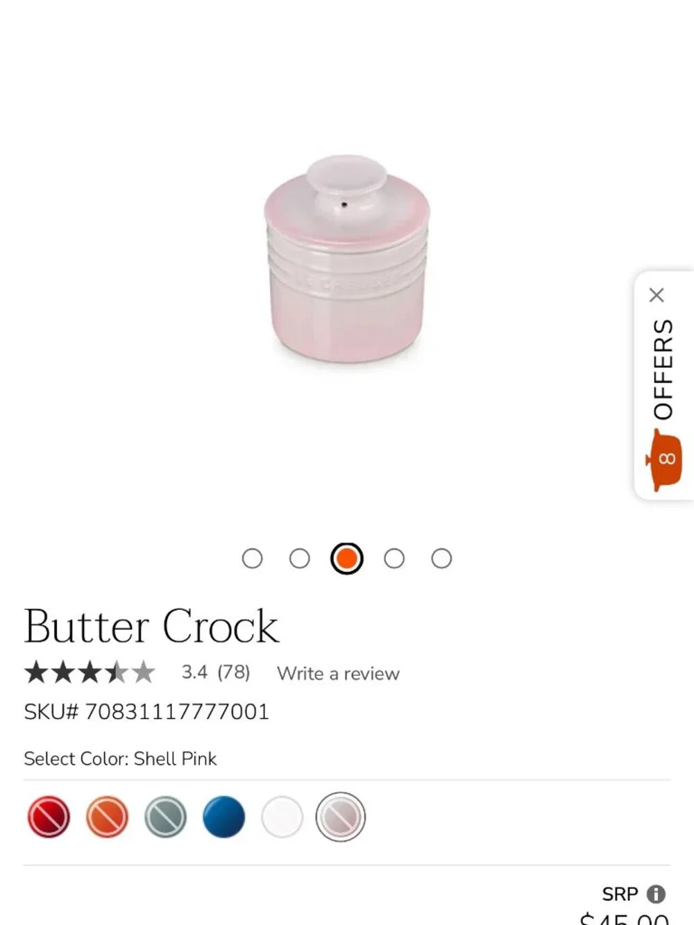 Le Creuset Brand New In Box Shell Pink Butter Bell